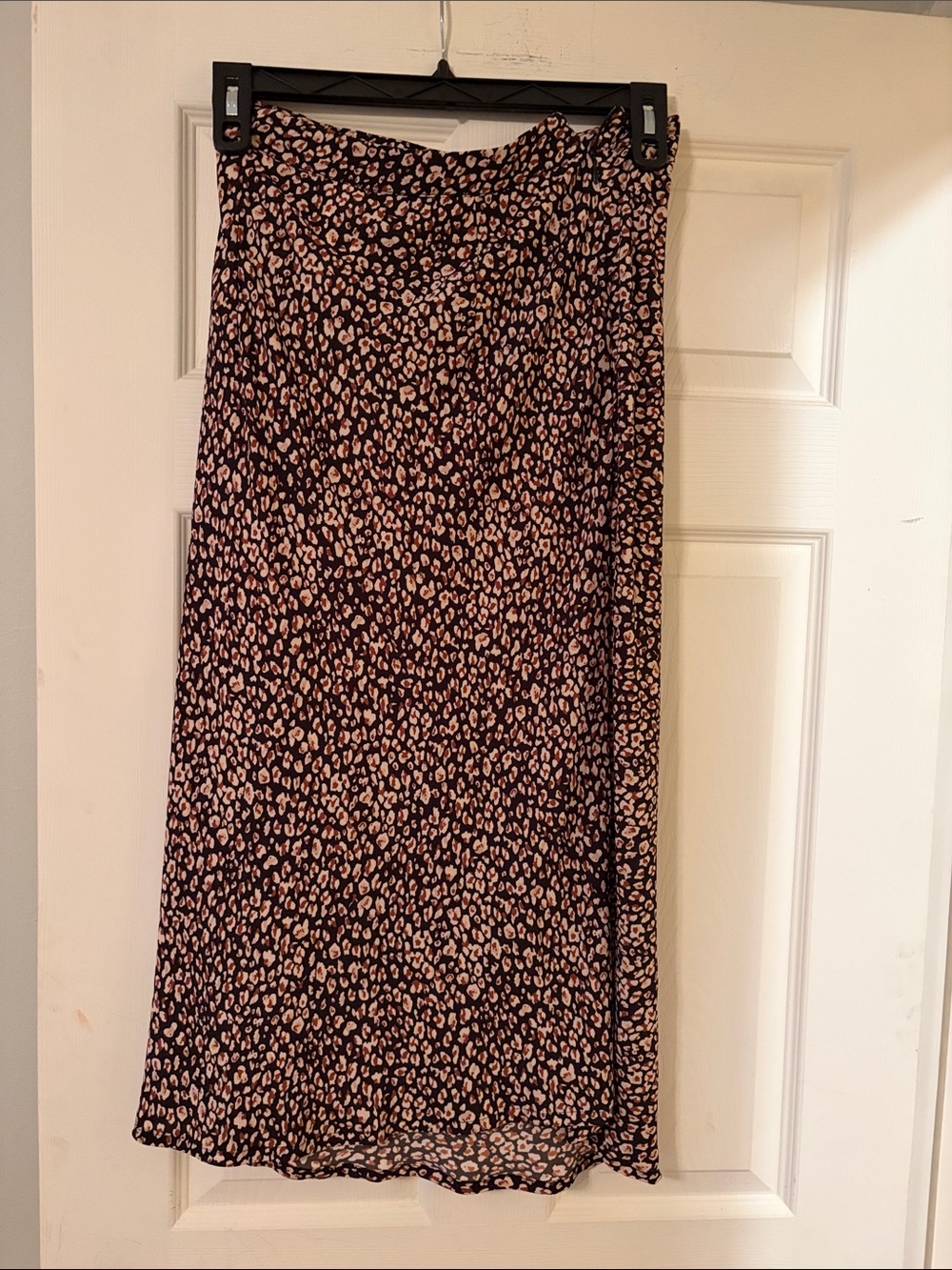 Black and Red/Pink Animal Print Midi Skirt